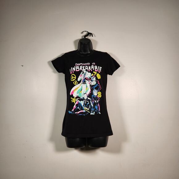 JOJO'S BIZARRE ADVENTURE SS T Shirt Womens S Black Multi Diamond Is Unbreakable - Picture 1 of 10